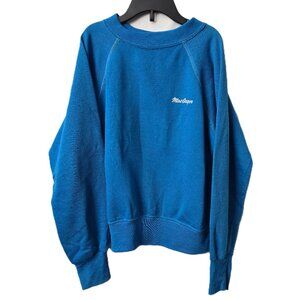 Vintage MacGregor USA Crew Sweatshirt 10 12 Kid Logo Raglan Blue 70s Gad-abouts